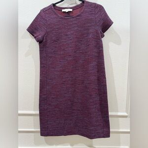 LOFT Women’s S Plum Short Sleeve Knit Winter Sweater Blend Tunic Shift Dress